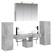 vidaXL Badrumsmöbelset 6 pcs Betonggrå Konstruerat trä och glas