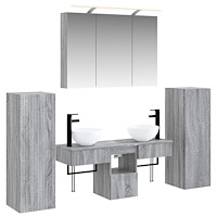 vidaXL Badrumsmöbelset 6 pcs Grå Sonoma Konstruerat trä och glas