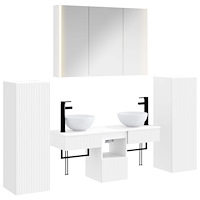 vidaXL Badrumsmöbelset 6 pcs Vit Konstruerat trä och glas