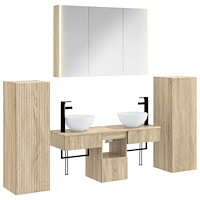 vidaXL Badrumsmöbelset 6 pcs Sonoma-ek Konstruerat trä och glas