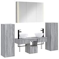 vidaXL Badrumsmöbelset 6 pcs Grå Sonoma Konstruerat trä och glas