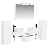 vidaXL Badrumsmöbelset 6 pcs Vit Konstruerat trä och glas