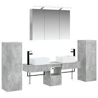 vidaXL Badrumsmöbelset 6 pcs Betonggrå Konstruerat trä och glas
