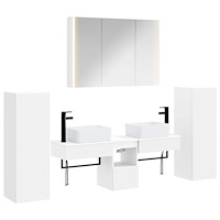 vidaXL Badrumsmöbelset 6 pcs Vit Konstruerat trä och glas