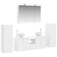 vidaXL Badrumsmöbelset 6 pcs Vit Konstruerat trä och glas