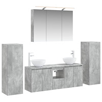 vidaXL Badrumsmöbelset 6 pcs Betonggrå Konstruerat trä och glas