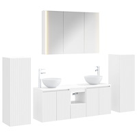 vidaXL Badrumsmöbelset 6 pcs Vit Konstruerat trä och glas