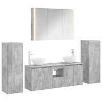 vidaXL Badrumsmöbelset 6 pcs Betonggrå Konstruerat trä och glas