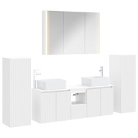 vidaXL Badrumsmöbelset 6 pcs Vit Konstruerat trä och glas
