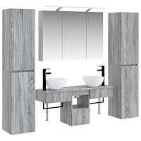 vidaXL Badrumsmöbelset 6 pcs Grå Sonoma Konstruerat trä och glas