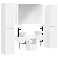 vidaXL Badrumsmöbelset 6 pcs Vit Konstruerat trä och glas