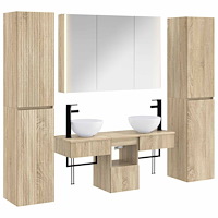 vidaXL Badrumsmöbelset 6 pcs Sonoma-ek Konstruerat trä och glas