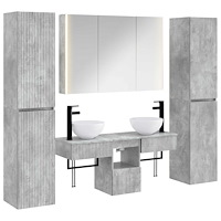 vidaXL Badrumsmöbelset 6 pcs Betonggrå Konstruerat trä och glas