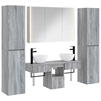 vidaXL Badrumsmöbelset 6 pcs Grå Sonoma Konstruerat trä och glas