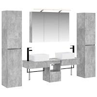 vidaXL Badrumsmöbelset 6 pcs Betonggrå Konstruerat trä och glas