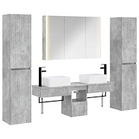 vidaXL Badrumsmöbelset 6 pcs Betonggrå Konstruerat trä och glas