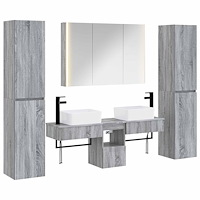 vidaXL Badrumsmöbelset 6 pcs Grå Sonoma Konstruerat trä och glas