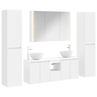 vidaXL Badrumsmöbelset 6 pcs Vit Konstruerat trä och glas