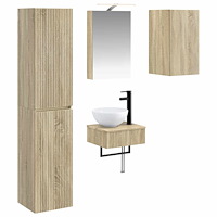 vidaXL Badrumsmöbelset 5 pcs Sonoma-ek Konstruerat trä och glas