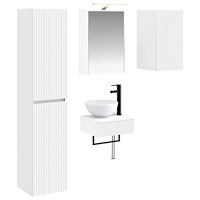 vidaXL Badrumsmöbelset 5 pcs Vit Konstruerat trä och glas