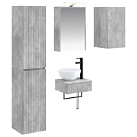 vidaXL Badrumsmöbelset 5 pcs Betonggrå Konstruerat trä och glas