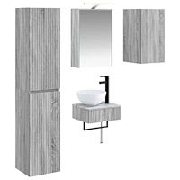 vidaXL Badrumsmöbelset 5 pcs Grå Sonoma Konstruerat trä och glas