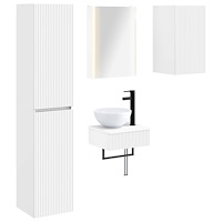 vidaXL Badrumsmöbelset 5 pcs Vit Konstruerat trä och glas