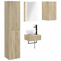 vidaXL Badrumsmöbelset 5 pcs Sonoma-ek Konstruerat trä och glas