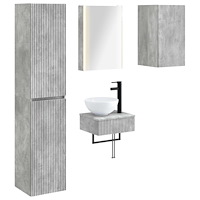 vidaXL Badrumsmöbelset 5 pcs Betonggrå Konstruerat trä och glas