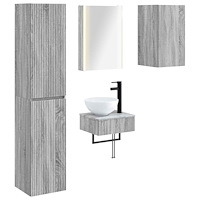 vidaXL Badrumsmöbelset 5 pcs Grå Sonoma Konstruerat trä och glas