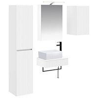 vidaXL Badrumsmöbelset 5 pcs Vit Konstruerat trä och glas