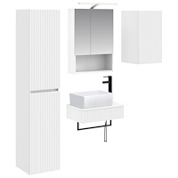 vidaXL Badrumsmöbelset 5 pcs Vit Konstruerat trä och glas