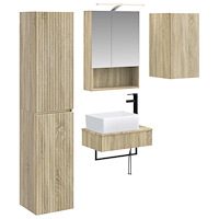 vidaXL Badrumsmöbelset 5 pcs Sonoma-ek Konstruerat trä och glas
