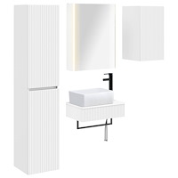 vidaXL Badrumsmöbelset 5 pcs Vit Konstruerat trä och glas