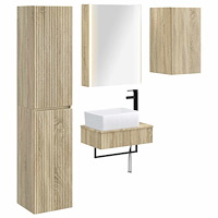 vidaXL Badrumsmöbelset 5 pcs Sonoma-ek Konstruerat trä och glas