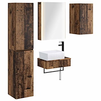 vidaXL Badrumsmöbelset 5 pcs Gammalt trä Konstruerat trä och glas