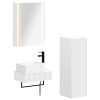 vidaXL Badrumsmöbelset 4 pcs Vit Konstruerat trä och glas