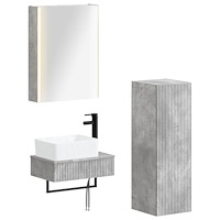 vidaXL Badrumsmöbelset 4 pcs Betonggrå Konstruerat trä och glas