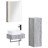 vidaXL Badrumsmöbelset 4 pcs Grå Sonoma Konstruerat trä och glas
