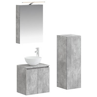vidaXL Badrumsmöbelset 4 pcs Betonggrå Konstruerat trä och glas