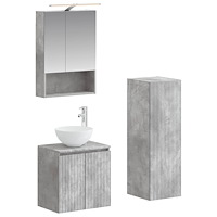 vidaXL Badrumsmöbelset 4 pcs Betonggrå Konstruerat trä och glas