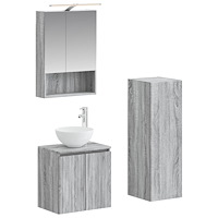 vidaXL Badrumsmöbelset 4 pcs Grå Sonoma Konstruerat trä och glas