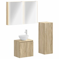 vidaXL Badrumsmöbelset 4 pcs Sonoma-ek Konstruerat trä och glas