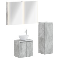 vidaXL Badrumsmöbelset 4 pcs Betonggrå Konstruerat trä och glas