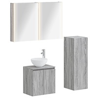 vidaXL Badrumsmöbelset 4 pcs Grå Sonoma Konstruerat trä och glas