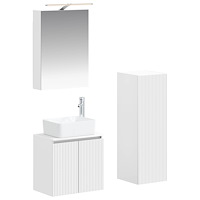 vidaXL Badrumsmöbelset 4 pcs Vit Konstruerat trä och glas