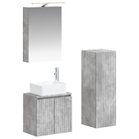 vidaXL Badrumsmöbelset 4 pcs Betonggrå Konstruerat trä och glas