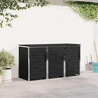 vidaXL Sopcontainerförvar Svart 207 x 77,5 x 112,5 cm Rostfritt stål
