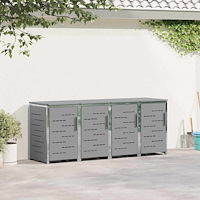 vidaXL Sopcontainerförvar Grå 276 x 77,5 x 112,5 cm Rostfritt stål