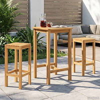 vidaXL Utomhus Bar Set 3 pcs Obehandlad Massivt teakträ